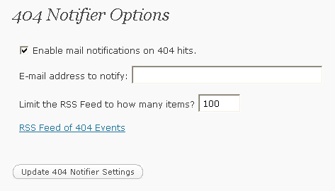 404 error notification settings