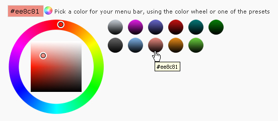 color panel of drop down menu