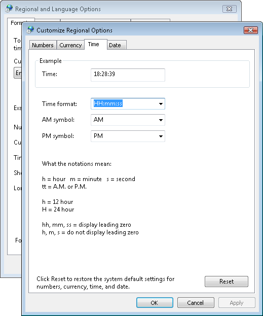 change the time format display