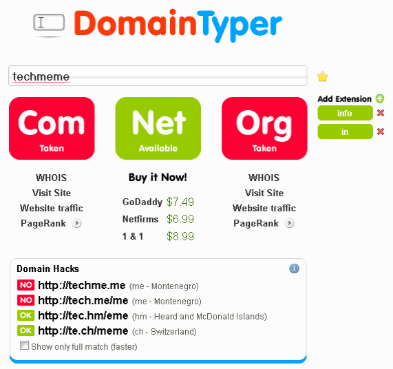 web names available