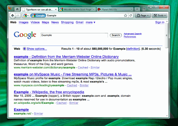 Firefox 4 screenshot - version B - Tabs at bottom