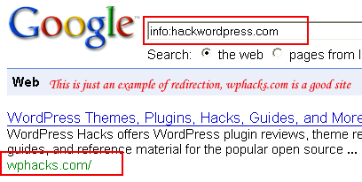 example of redirection type forged page rank