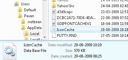 Rebuild Vista icon cache by IconCache.db