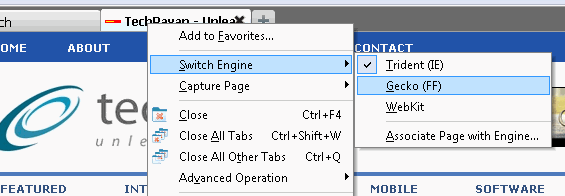Lunascape multiple browser rendering engine