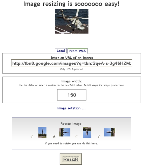 Resizing and rotating images