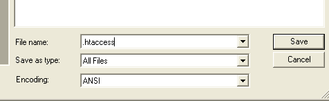 Save .htaccess file in windows