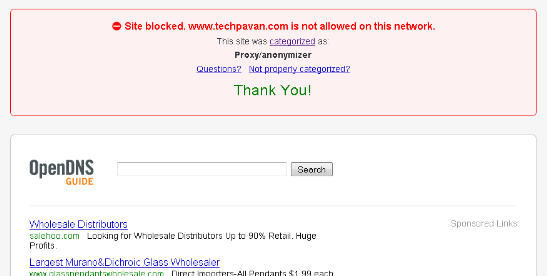 Website blocked by OpenDNS